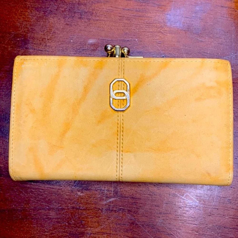 Vintage BARONET Yellow Leather Clutch Wallet Change Purse
